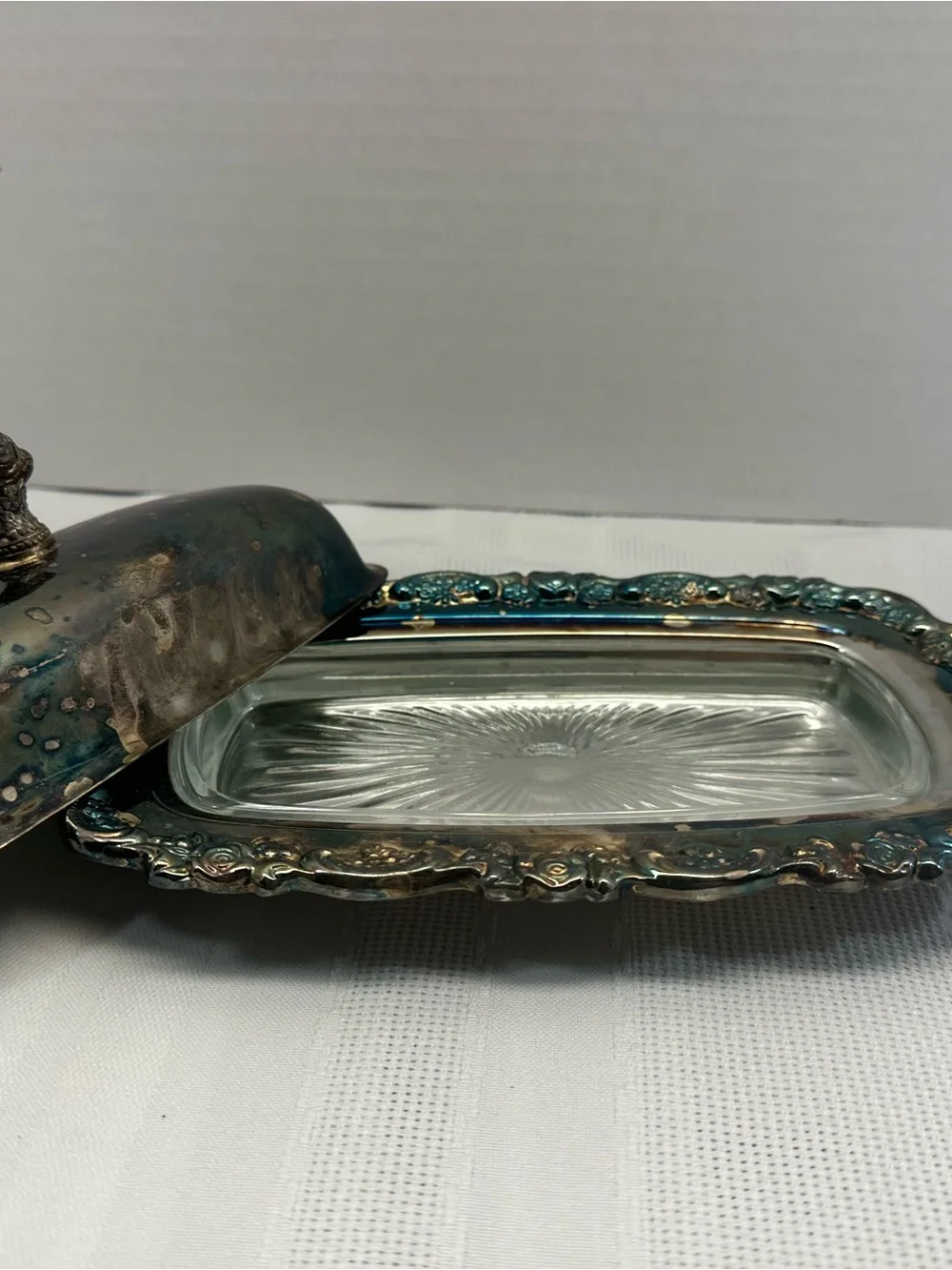 Oneida Silver-Tone Ornate Covered Butter Dish